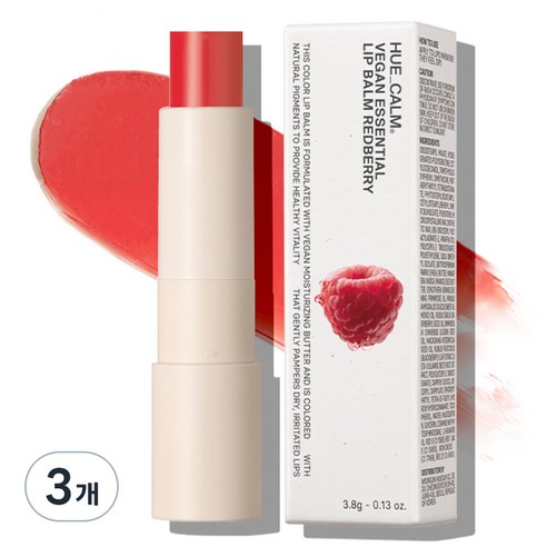 휴캄 비건 에센셜 립밤, 레드베리, 3.8g, 3개