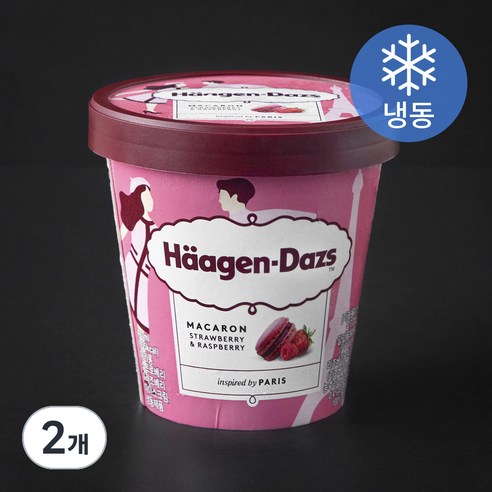 하겐다즈 마카롱 스트로베리 & 라즈베리 아이스크림 (냉동), 403ml, 1개입, 2개