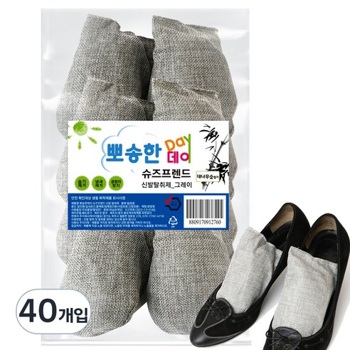 뽀송한데이 슈즈프렌드 신발 탈취제 그레이, 80g, 40개