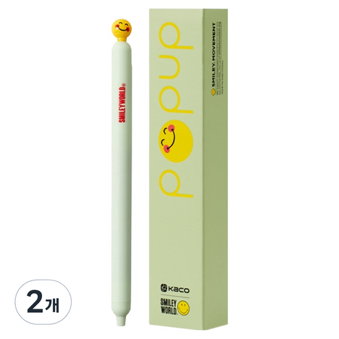 카코 스마일리 팝업 젤펜 0.5mm, 그린, 2개