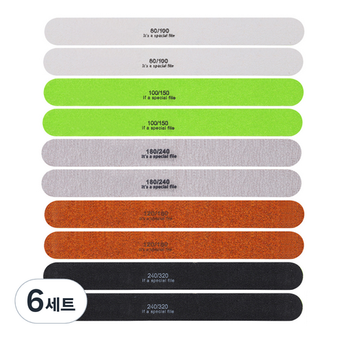 메이브라운 인조손톱 자연네일 네일파일 10종세트 C19-et014, 6세트, 혼합 색상