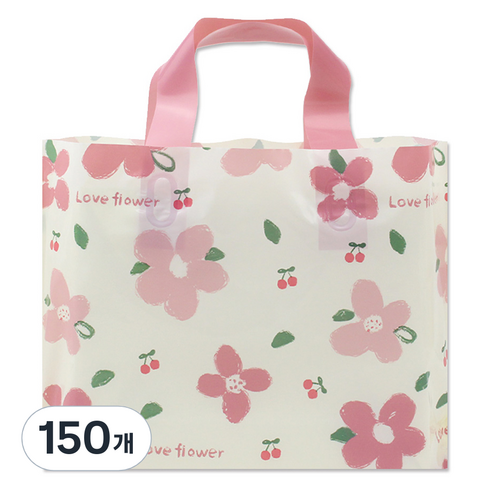 아이엔피 LDPE 손잡이 비닐백 중 35 x 25 cm, 09 핑크플라워, 150개