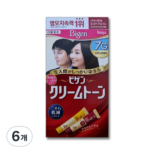비겐 크림톤 염색제 40g, 7G 자연 흑갈색, 6개