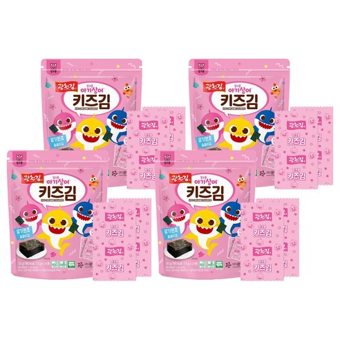 광천김 핑크퐁 아기상어 유기원초 줄줄이 키즈김, 36g, 4개