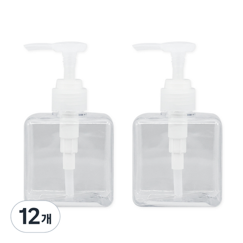 뉴앤룩 사각 디스펜서 주방세제 리필용기 일반형 250ml, 투명, 12개