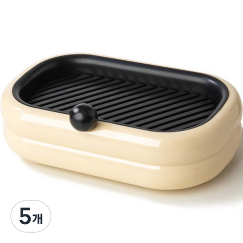 더자카 라운드 이중 물빠짐 컬러 비누케이스, 아이보리, 5개