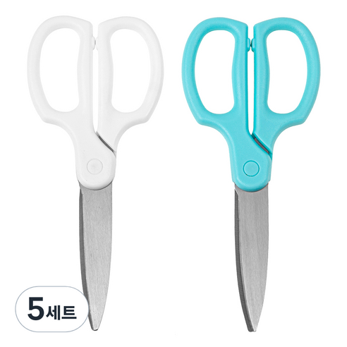 탐사 동글가위 2종 세트, 화이트, 블루, 5세트