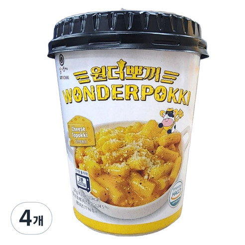 대유잼 원더뽀끼 치즈 컵떡볶이, 120g, 4개
