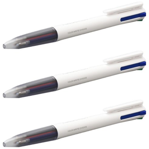 카코 이지 4in1 원터치 노크식 멀티펜 0.5mm, 화이트, 3개