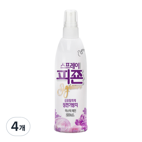 피죤 리치퍼퓸 스프레이 섬유탈취제 미스틱 레인 본품, 200ml, 4개, 미스틱레인