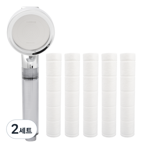 제일바스 미세홀정수필터 샤워헤드 크롬 + 리필필터 5p 세트, 2세트, 혼합색상