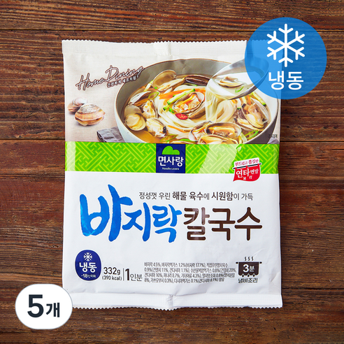 면사랑 바지락 칼국수 1인분 (냉동), 332g, 5개