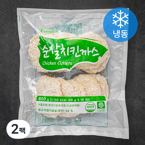 상신 순살 치킨까스 10장 (냉동), 800g, 2팩