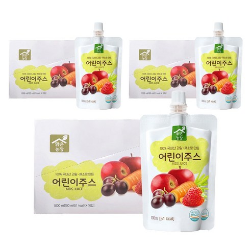 맑은농장 어린이주스, 100ml, 30개, 혼합맛(사과/딸기/당근/포도)