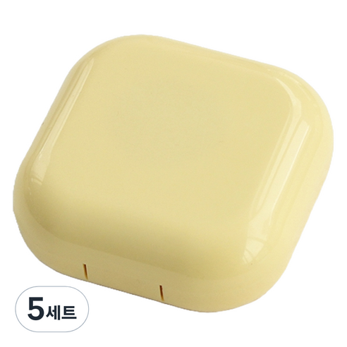 라피던트 파스텔 팩트 거울 케이스 + 렌즈통 + 집게 + 흡착봉 세트, 노랑, 5세트