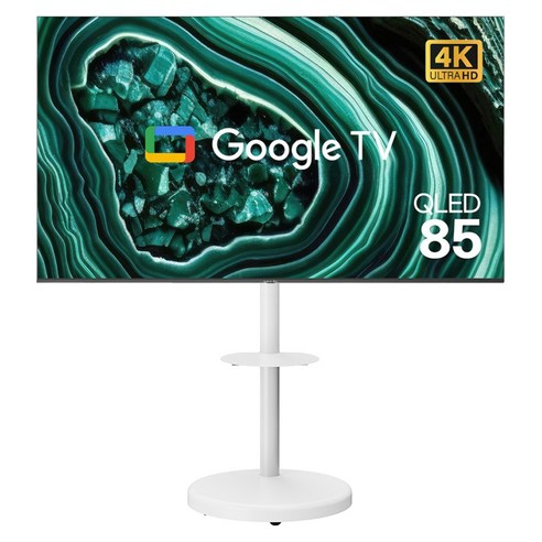 와이드뷰 4K UHD QLED 구글스마트 TV + 이동식 스탠드 화이트 삼탠바이미 세트, 215cm(85인치), EKW851QA, 스탠드형, 방문설치