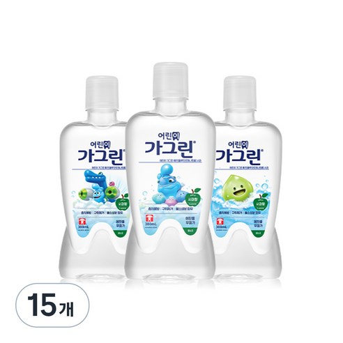 가그린 어린이용 구강세정제 청포도향 랜덤발송, 380ml, 15개