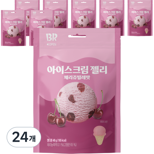 배스킨라빈스 아이스크림 젤리 체리쥬빌레맛, 24개, 48g