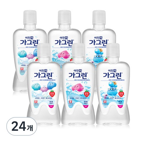 가그린 어린이용 딸기향 구강청결제 랜덤발송, 380ml, 24개