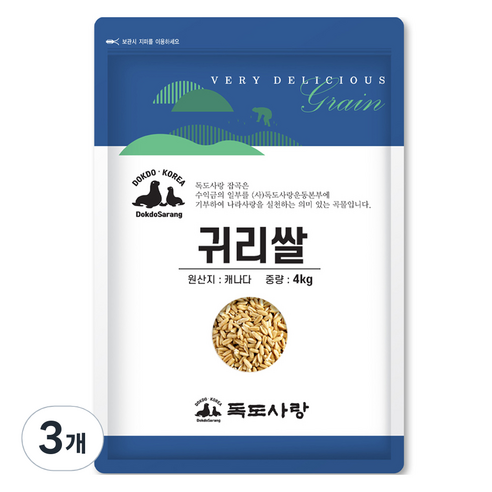 독도사랑 귀리쌀, 4kg, 3개