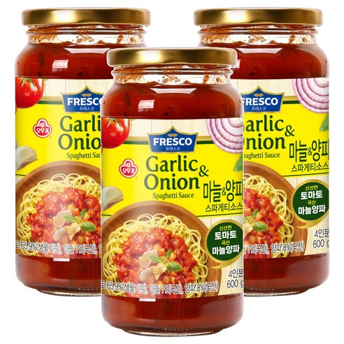 오뚜기프레스코 마늘 앤 양파 스파게티소스, 600g, 3개