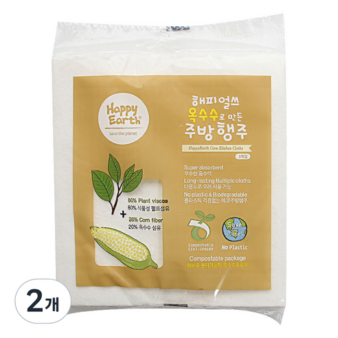 해피얼쓰 옥수수 주방행주 3p, 2개