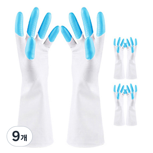 블럭마트 주방 고무장갑 블루, 9개