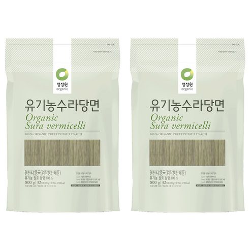 청정원 유기농 수라 당면, 800g, 2개