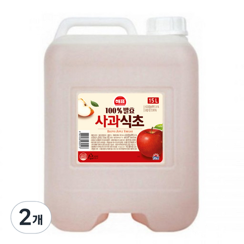 해표 사과식초, 15L, 2개