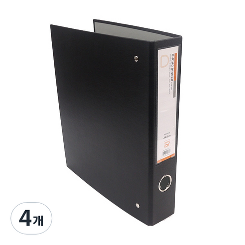 알파 합지 D링 A4 바인더 KD303 3공 5cm, 흑색, 4개