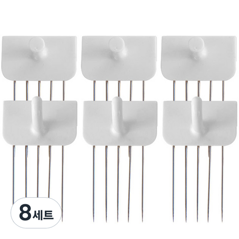 꼭꼬핀 벽지핀 일자형 3p + U자형 3p 세트, 화이트, 8세트