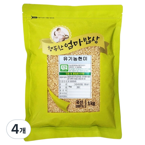 행복한엄마밥상 유기농 현미, 1kg, 4개
