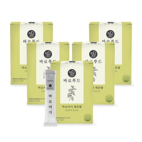 바로푸드 바로머거 레몬밤 고형차 스틱, 1g, 15개입, 5개