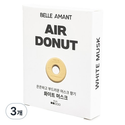 벨르아망 에어도넛 차량용 방향제 리필, 3개, 화이트 머스크