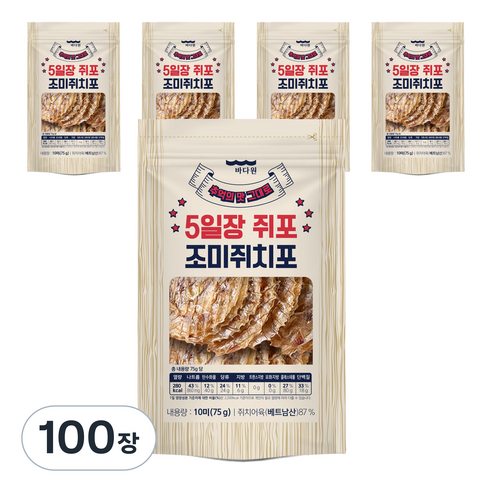 바다원 추억의 5일장 쥐포 10장 5봉, 375g