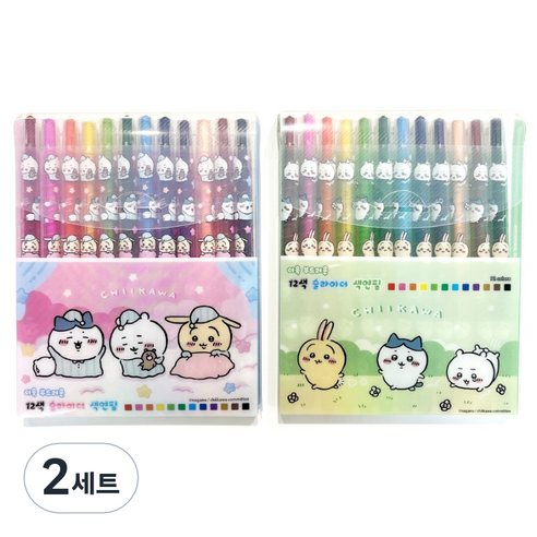 먼작귀 슬라이더 색연필 2종 세트, 2세트, 12색