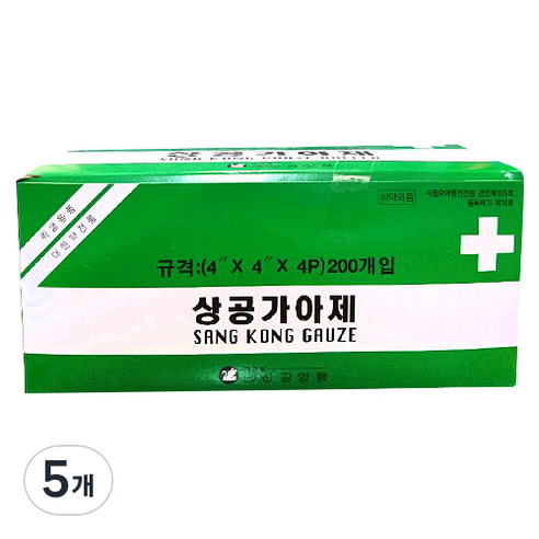 상공 가아제 10 x 10 cm 4겹, 200개입, 5개