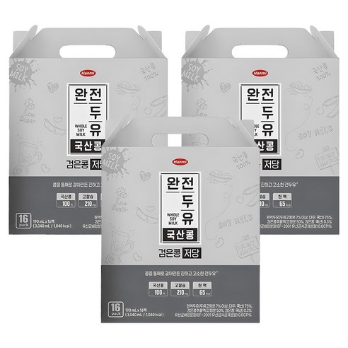 한미 완전두유 국산콩 검은콩 저당, 190ml, 48개