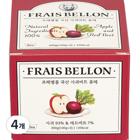 프레벨롱 국산 과일퓨레, 혼합맛(사과/비트), 200g, 2개