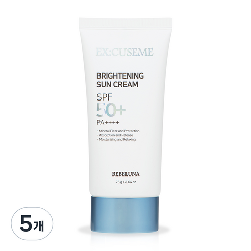 베베루나 익스큐즈미 브라이트닝 선크림 SPF50+ PA++++, 75g, 5개