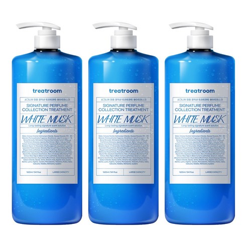 트리트룸 시그니처 퍼퓸 컬렉션 대용량 트리트먼트 화이트머스크향, 1600ml, 3개