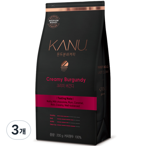 카누 원두 분쇄 커피 크리미 버건디, 200g, 3개