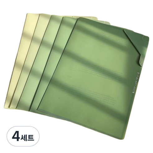 갠지라이프 그라데이션 대용량 L자 파일 5종 세트, 그린, 4세트