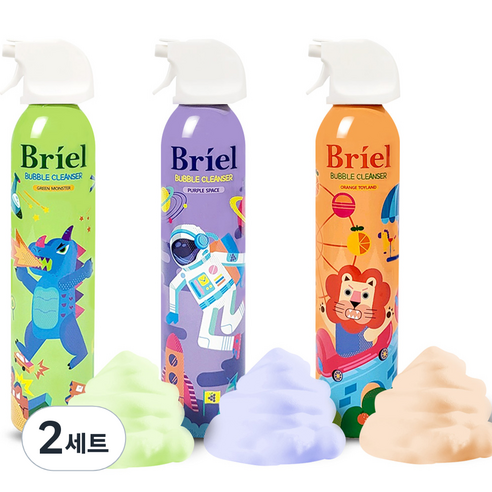 브리엘 버블 클렌저 그린 몬스터 메론향 300ml + 오렌지 토이랜드 오렌지향 300ml + 퍼플 스페이스 포도향 300ml 세트, 2세트