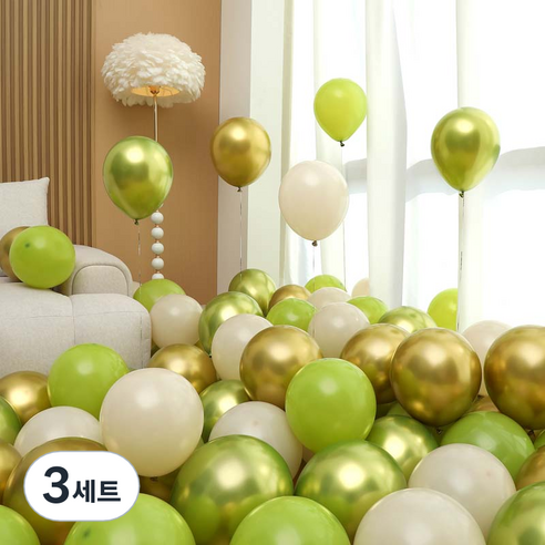 피앤비유니티 풍선 50p 세트 그린, 03 그린앤골드 4색혼합, 3세트