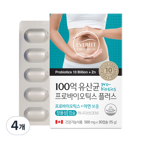 내츄럴플러스 100억 유산균 프로바이오틱스 플러스 15g, 30정, 4개