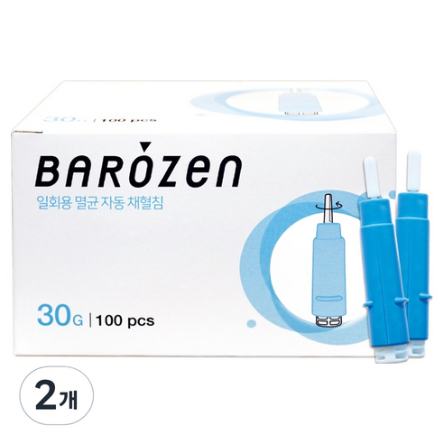 바로잰 멸균 일회용 자동 채혈침, 2개, 100개입