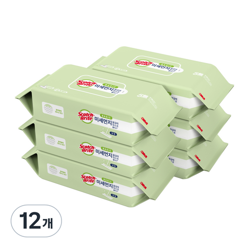 3M 베이직 미세먼지 물걸레 청소포 플러스 대형 35매, 12개