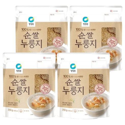 청정원 순쌀 누룽지, 250g, 4개