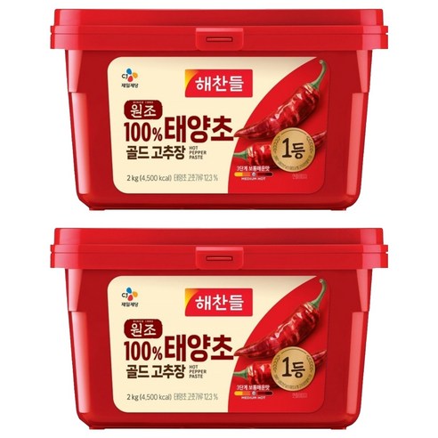 해찬들 태양초 골드 고추장, 2개, 2kg